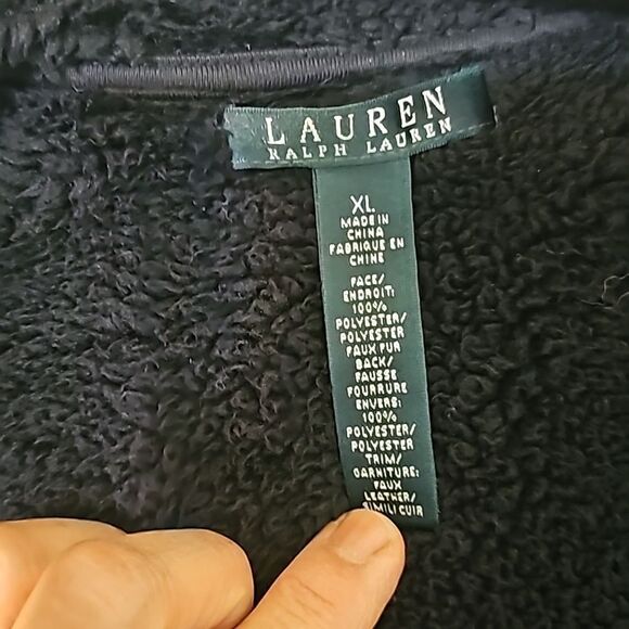 Ralph Lauren Woman’s  Faux Leather Sherpa Bomber Jacket XL - Picture 8 of 9